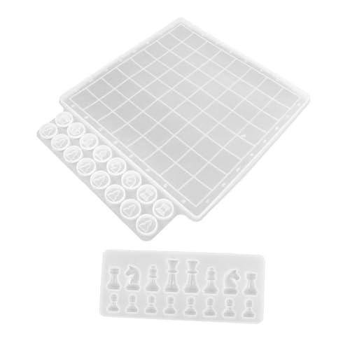 ULDIGI 2 Stück Teiliges Schachbrett Schachfiguren silikonform set Flexible Transparente Gießform für Epoxidharz DIY Harzschachbrett Effekt Langlebig Leicht zu Reinigen Bastelzubehör von ULDIGI