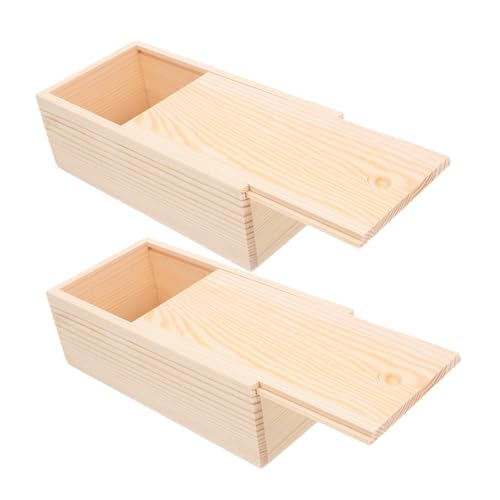 ULDIGI 2 Stück Unlackierte Holzkiste aus Natürlichem Kiefernholz Schiebedeckel Stabile Aufbewahrungsbox zum Bemalen und Basteln Dekorative Geschenkbox für Schmuck und Andenken von ULDIGI