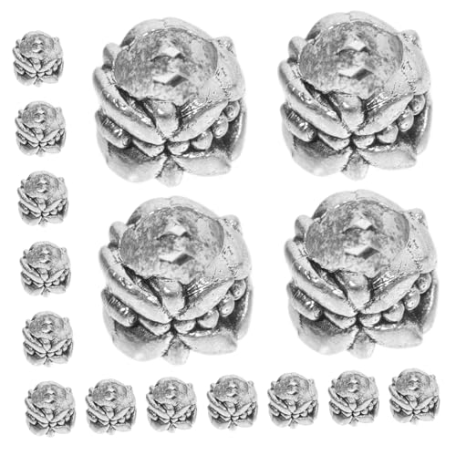 ULDIGI 20 Stück Große Loch Legierungszwischenperlen Europäische Runde Spacer Perlen mit Großem Loch DIY Schmuckzubehör für Armbänder und Halsketten Tibetische Stil Perlen für Kreative von ULDIGI