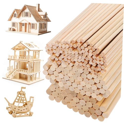 ULDIGI 215 Stk. Teiliges Holz-dübel Buchenholz Runde Bastelstäbe Glatte Oberfläche Vielseitig für DIY Modellbau und Handwerksprojekte von ULDIGI