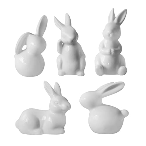 ULDIGI 3 Stück Teiliges Keramik Hasen Deko Set Realistische Miniatur Hasenfiguren aus Hochwertiger Keramik Charmante Desktop Ornamente für Zuhause und Büro Langlebige Tischdekoration von ULDIGI