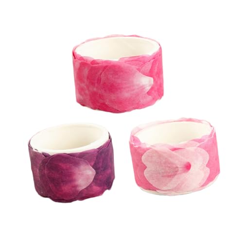 ULDIGI 3 Stück Teiliges Petal Washi Tape Selbstklebend mit Blütenblatt aufklebern für Scrapbooking DIY Dekoratives Klebeband in Weinrot Rosa und Lila für Tagebuch Planer und von ULDIGI