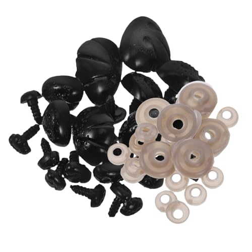 ULDIGI 30 Stück Teiliges Robuste Kunststoff tiernasen mit Unterlegscheiben Sichere Befestigung für DIY Amigurumi Puppen Plüschtiere Stofftiere Geeignet für Kindergarten Schule von ULDIGI