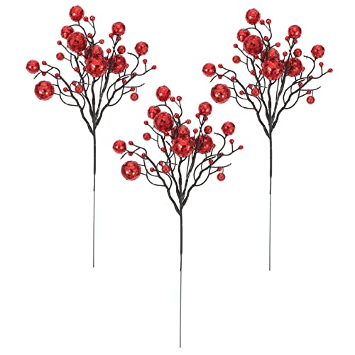 ULDIGI 3 Stück Künstliche Weihnachtsbeerenzweige Obst Und Beerenkranz Für Weihnachtsdekoration DIY-Dekoration Für Zuhause Und Geschäft von ULDIGI