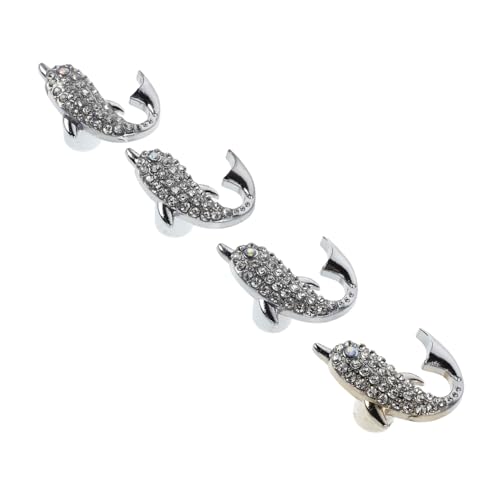 ULDIGI 4 Stück Kinderzimmer Delfin aus Langlebiger Legierung mit Funkelnder Kristall-einlage Ergonomisch Geformt Einfache Montage Silberfarbene Einzelloch-beschläge für Kommode und von ULDIGI