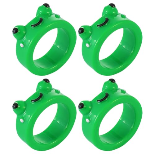 ULDIGI 4 Stück Teiliges Frosch Fingerringe aus Hautfreundlichem Resin Niedliches Cartoon Tier Design Farbenfrohe Schmuckringe für Frauen Modische Accessoires für Alltag und Party von ULDIGI