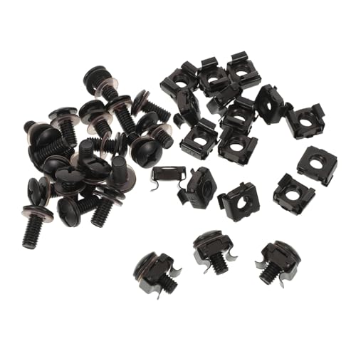 ULDIGI 40 Stück Teiliges Rack-schrauben Käfigmuttern und Unterlegscheiben Schwarz Kompatibel für Server-schränke Racks und Studiogeräte Vibrationsfest und Einfach Montierbar von ULDIGI