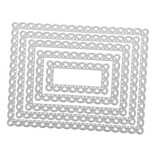ULDIGI 5 Stück Teiliges Metall Stanzschablonen Rechteckiger Spitzenrahmen aus Karbonstahl Präzise Schneide und Prägevorlagen für Scrapbooking Kartengestaltung Vielseitig für Papier und von ULDIGI