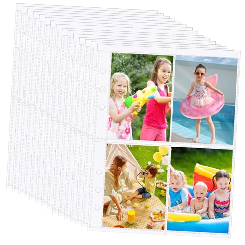 ULDIGI 50 Stück Transparente Kartenhüllen mit Fächern Doppelseitige Fotohüllen aus Klarem PP Organizer Einlagen für Sammelkarten Postkarten und Fotos Passend für Standard Ordner von ULDIGI