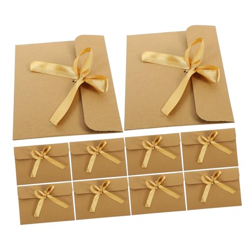 ULDIGI 50 Stück Vintage Kraftpapier Umschläge mit Dekorative Schleife Kleine Briefumschläge für Grußkarten Einladungskarten Geburtstags Hochzeitskarten Robuste Verpackung für von ULDIGI