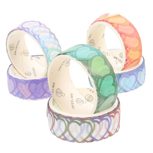 ULDIGI 6 Rollen Washi Tape Herz Aufkleber Selbstklebende Dekorative Herzetiketten Vielseitig für Scrapbooking Basteln Fotoalbum Deko Bunte Mischung von ULDIGI