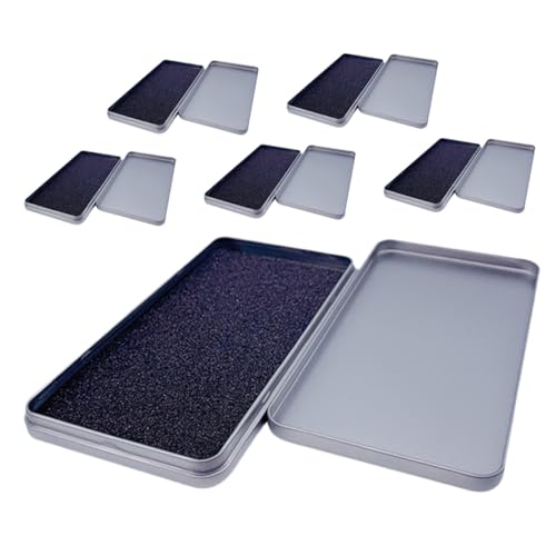 ULDIGI 6 Stück Aufbewahrungsbox mit Deckel Flache Organizer Box für Handyhüllen Gehärtete Glas Displayschutz aufbewahrung Praktische Metallbox für Zuhause und Reisen Silber von ULDIGI
