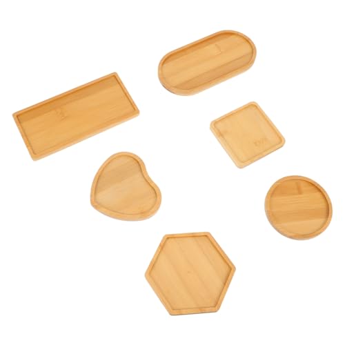 ULDIGI 6 Stück Teiliges DIY Mosaik Holztablett Poliertes Formstabil Serviertablett in Formen Rechteck Kreis Sechseck Herz Oval Lang Basteltablett für Deko und Untersetzer Natürliche von ULDIGI