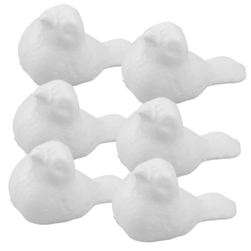 ULDIGI 6 Stück Teiliges DIY Vogelfiguren aus Weißem Schaumstoff Handliche Bastelvögel für Unbemalte Dekovögel zum Bemalen und Gestalten für Handwerken Garten Weihnachtsdeko von ULDIGI