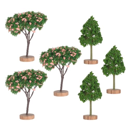 ULDIGI 6 Stück Teiliges Mini Bonsai Baum Künstliche Plastikbäume Kompakte Landschaftsdeko für DIY Bastelprojekte Modellbahn Puppenhaus Natürliche Atmosphäre für Wohn und Arbeitsbereiche von ULDIGI