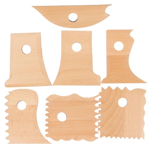 ULDIGI 7 Stück Teiliges Töpferwerkzeug Holz für Tonmodellierung Clay Sculpting Tools zum Schnitzen Glätten Schneiden und Formen Sicher und Langlebig für DIY kunsthandwerk von ULDIGI