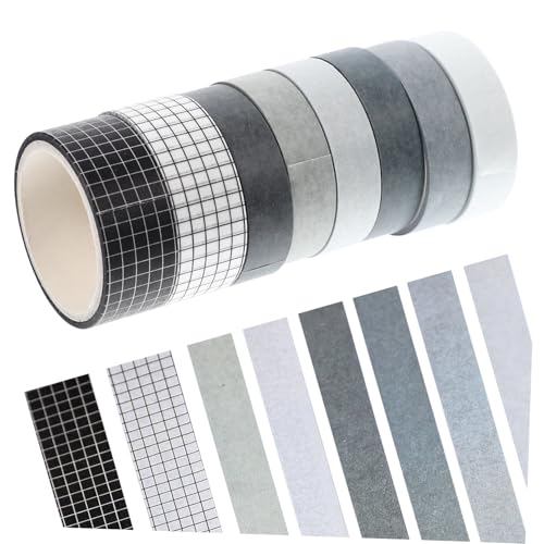 ULDIGI 8 Rollen Teiliges Washi Tape Einfache Muster Selbstklebende Papierbänder für DIY Scrapbooking Notizbücher Tagebücher Vielseitige Dekorative Klebebänder in von ULDIGI