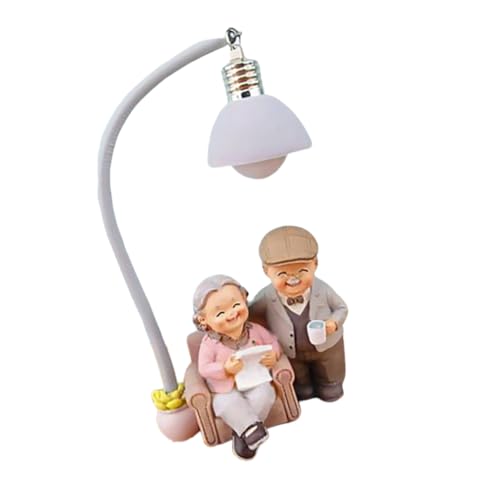 ULDIGI Nacht Licht Altes Paar Schreibtischlampe Dekoration Kunstharzlampe Nachttischlicht Mit Batterie Für Wohnzimmer Schlafzimmer von ULDIGI