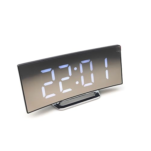 ULDIGI LED Spiegelwecker mit Großem Bildschirm Stumm Stromsparend Praktischer Desktop Wecker aus Kunststoff für Zuhause und Schule von ULDIGI