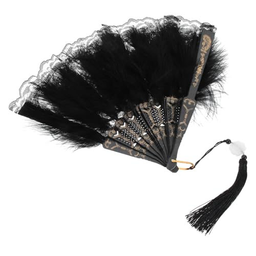 ULDIGI Eleganter Faltbarer Handfächer mit Spitze und Federn Vintage Tanz Fotorequisite Deko und für Hochzeit Party Cosplay Leicht Tragbar und Vielseitig Verwendbar ULDIGI Eleganter Faltbarer Handfächer mit Spitze und Federn Vintage Tanz Fotorequisite Deko und für Hochzeit Party Cosplay Leicht Tragbar und Vielseitig Verwendbar von ULDIGI