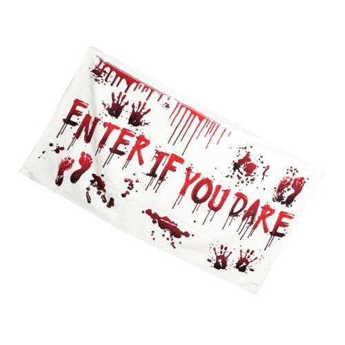 ULDIGI Halloween Deko Banner mit Aufschrift Enter If You Dare und Blutigem Tischläufer aus Leichtem Vielseitig als Hängedekoration und Halloween Tischdecke für Party und Zuhause ULDIGI Halloween Deko Banner mit Aufschrift Enter If You Dare und Blutigem Tischläufer aus Leichtem Vielseitig als Hängedekoration und Halloween Tischdecke für Party und Zuhause von ULDIGI