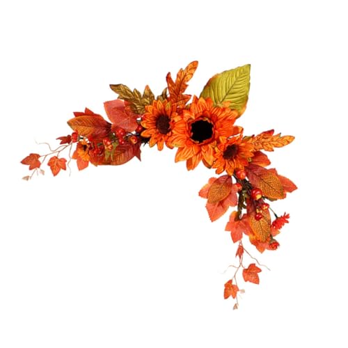 ULDIGI Künstlicher Sonnenblumen Türkranz Herbstfarben Realistisch Leicht Hängend Thanksgiving Wanddeko für Innen Außen Festival Ornament von ULDIGI