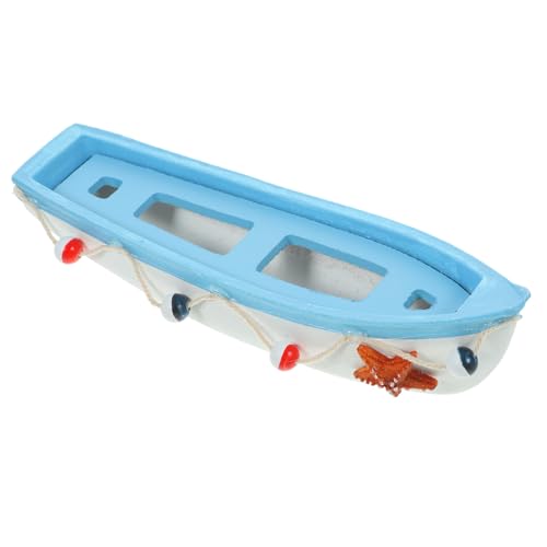 ULDIGI Mediterranes Holz Segelschiff Deko Ornament Kleines Hellblaues Piratenschiff Modell aus Holz Stilvolle Küsten Tischdekoration für Wohnzimmer Büro und Esszimmer von ULDIGI