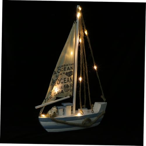 ULDIGI Mediterranes Holz-segelboot mit LED Beleuchtung Dekoratives Segelboot Modell Stilvolle Wohn Bürodekoration Langlebiges Holzboot für Schlafzimmer und Arbeitszimmer ULDIGI Mediterranes Holz-segelboot mit LED Beleuchtung Dekoratives Segelboot Modell Stilvolle Wohn Bürodekoration Langlebiges Holzboot für Schlafzimmer und Arbeitszimmer von ULDIGI