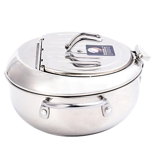 ULDIGI Mini Edelstahl Frittierpfanne mit Ölfilter Thermometer und Deckel Einstellbare Temperatur Kompatibel mit Induktionsherd und Gasherd Haushalt Frittiertopf für Gleichmäßiges Braten von ULDIGI