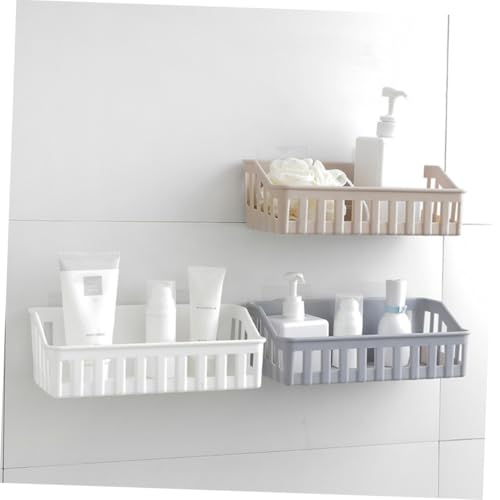ULDIGI Multifunktionaler Toilettenregal Saugnapf Badregal Kunststoff Organizer Wandmontage ohne Bohren Badezimmer Küchenregal für Toilettenpapier Shampoo Duschgel Aufbewahrung Beige von ULDIGI
