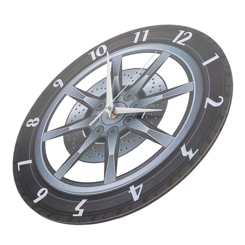 ULDIGI Robuste Wanduhr Mit Reifenfelge Heimdekoration Für Büro Und Wohnzimmer von ULDIGI