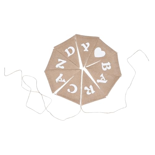 ULDIGI Rustikale Candy Bar Girlande aus Hochwertigem Jutestoff Lange Herz-Motiv Wimpelkette mit Dreiecken Vintage Partydeko für Hochzeit Geburtstag Shower und Outdoor-feiern von ULDIGI
