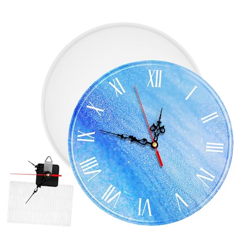 ULDIGI Silikon Uhr Gussform mit Runder Uhrform Römischen Zahlen und Uhrwerk Flexible Robuste Epoxidharz Uhr Formen für DIY Uhrherstellung und Wanddekoration ULDIGI Silikon Uhr Gussform mit Runder Uhrform Römischen Zahlen und Uhrwerk Flexible Robuste Epoxidharz Uhr Formen für DIY Uhrherstellung und Wanddekoration von ULDIGI