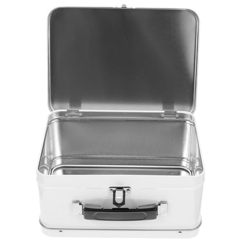 ULDIGI Tragbare Metallbox mit Metallverschluss Weiß DIY Aufbewahrungsbox Kosmetik Organizer für Schreibtisch und Zuhause von ULDIGI
