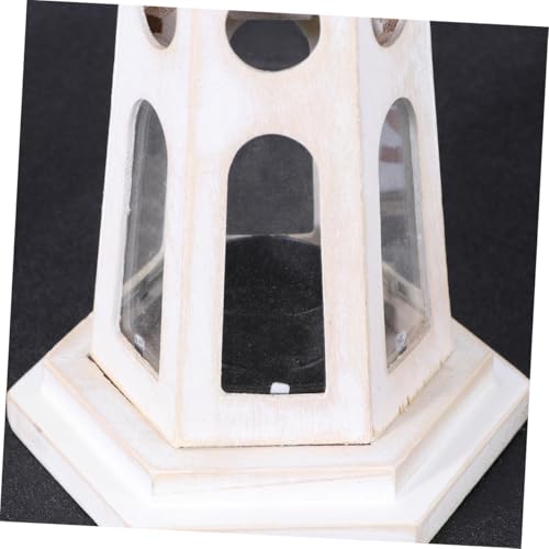 ULDIGI Vintage Holz Kerzenhalter Laterne im Turm Design Dekoratives Windlicht für Hochzeiten Partys und Events Tragbar und Vielseitig als Hängelaterne oder Tischdeko von ULDIGI