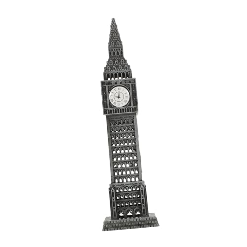 ULDIGI Vintage London Clock Tower Modell Silber Klassische Dekorative Tischuhr aus Metall Stilvolle Britische Souvenir-skulptur für Wohnzimmer Büro und Bücherregal von ULDIGI
