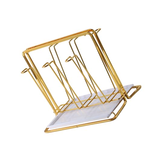 ULDIGI Wrought Iron Cup Drying Rack mit Auffangschale Platzsparend und Robust Moderner Trinkbecherhalter für Küche und Schreibtisch Praktisches Abtropfgestell für Gläser von ULDIGI