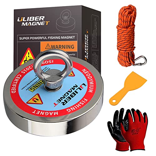 ULIBERMAG Magnetisches Angelset, 600 kg, vertikale Zugkraft, starker Neodym-Magnet N52 mit 15 m langem Seil, magnetisch zum Auffangen von Schätzen aus Flüssen.. ULIBERMAG Magnetisches Angelset, 600 kg, vertikale Zugkraft, starker Neodym-Magnet N52 mit 15 m langem Seil, magnetisch zum Auffangen von Schätzen aus Flüssen.. von ULIBERMAG