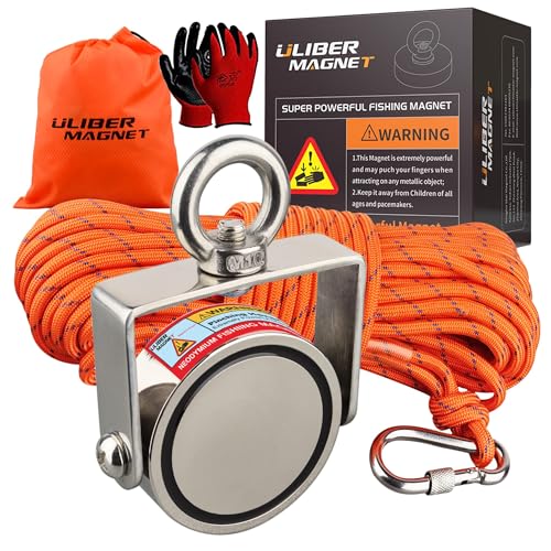 ULIBERMAGNET Strong Rotatable Fishing Magnet Kit, Double Side Fishing Magnet with Rope, 400lbs Two side Each Pulling Force for Salvaging, Retrieving and Lifting in River, Beach and Lawn ULIBERMAGNET Strong Rotatable Fishing Magnet Kit, Double Side Fishing Magnet with Rope, 400lbs Two side Each Pulling Force for Salvaging, Retrieving and Lifting in River, Beach and Lawn von ULIBERMAGNET