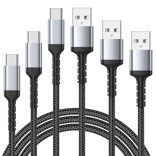 2m USB C Kabel 3Pack, Nylon USB A auf USB C 3A Ladekabel Typ C Schnellladekabel Kompatibel für Samsung Galaxy S22 S21 S20 S10 S9 S8 Plus Note 10 9 8, Huawei, Google Pixel, Xiaomi, Sony Xperia XZ von ULIFTUS