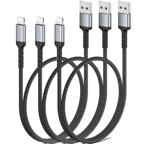 ULIFTUS 50CM iPhone Ladekabel Kurz, 3Pack Geflochten USB A auf Lightning kabel 0.5M Original iPhone schnellladekabel Kompatibel für Apple iPhone 14 13 12 11 Pro Max Xs Xr X 8 7 von ULIFTUS