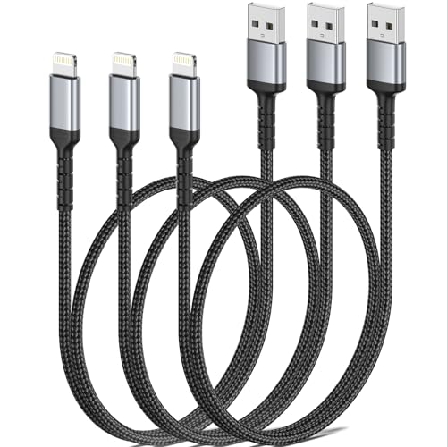 ULIFTUS 50CM iPhone Ladekabel Kurz, 3Pack Geflochten USB A auf Lightning Kabel 0.5M Original iPhone Schnellladekabel Kompatibel für Apple iPhone 14 13 12 11 Pro Max Xs Xr X 8 7 Plus SE iPad Air/Mini von ULIFTUS