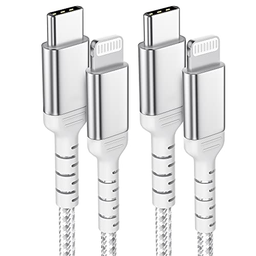ULIFTUS UBS C iPhone Kabel[2M, 2Pack], Nylon USB C Lightning Ladekabel Typ C PD Power Delivery Schnellladekabel für Apple iPhone14 13 12 11 Pro Max Xs Xr X(Silber) von ULIFTUS