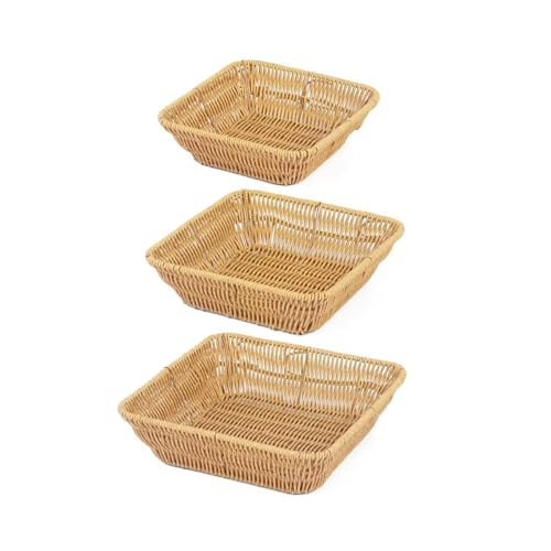 3PCS Dekorative Faux Rattan Storage Basket Tragbarer Dekorativer Obstkorb Für Heimrestaurant Und Picknicks von ULIJTH