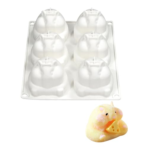 6Cavity Little Hamster Silikonformen Fondants Schokoladenformen Mousse Kuchen Dekoration Werkzeug Kerzenseife Schokolade Nicht STiCK Backwerk Tool Leicht Zu Reinigen von ULIJTH