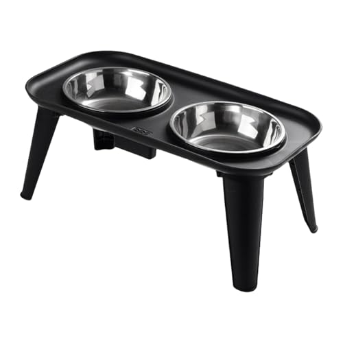 Erhöhter Futternapf aus Edelstahl mit Nackenentlastung, Fressnäpf-Design, mit Standfuß für große Rassen, erhöhtes Futter von ULIJTH