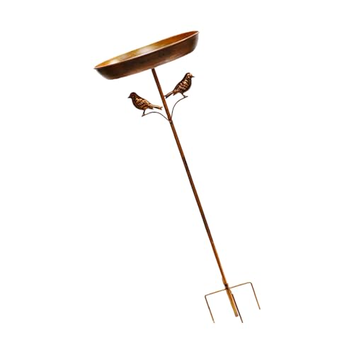 ULIJTH Metall Vogelbad Vintage Eisenschale Vogelhäuschen Hochleistungsstehende Vogelbad Garten Decors Yard Stakes Fütterungsstation von ULIJTH