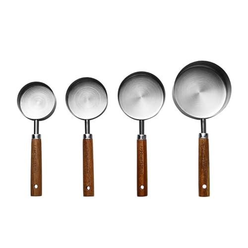 Set Von 4 Backwerkzeugen Set Edelstahl Messbecher Messung Löffel Holzgriff Küchenwaren Zum Backen Des Kochens Edelstahllöffel von ULIJTH