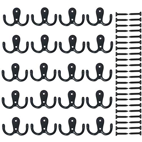 ULIJTH 20 Stück Wand Doppelhaken Garderobenbügel Badezimmer Handtuchhalter zum Aufhängen Handtuch Mantel Haartrockner Bürste Rostfrei Wandregale für Bücher Lang von ULIJTH