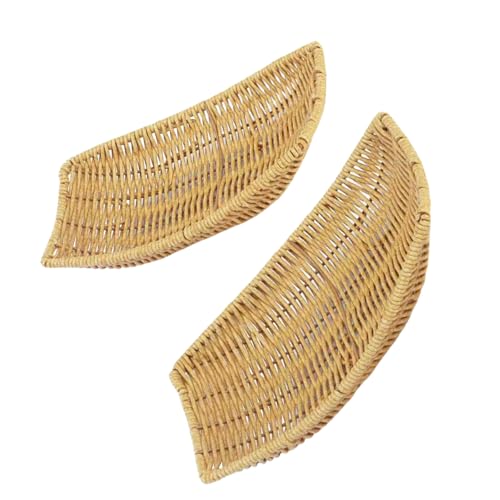 ULIJTH 2pcs Schiffsschiff Snacks Teller Dekorative Imitation Rattan Gewebter Obstkorb Für Desktop Mehrzweckbrot Servierschale von ULIJTH